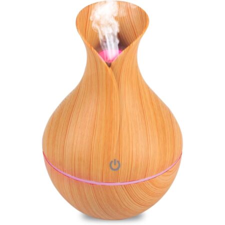 Umidificador de Ar Ultrassônico com Difusor de Aromas e Iluminação LED em Madeira – Bivolt – Ambiente Aconchegante
