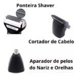 Aparador de Barba e Pelos 3 em 1 Recarregável Bivolt (Modelo KM6558) – Praticidade no Grooming