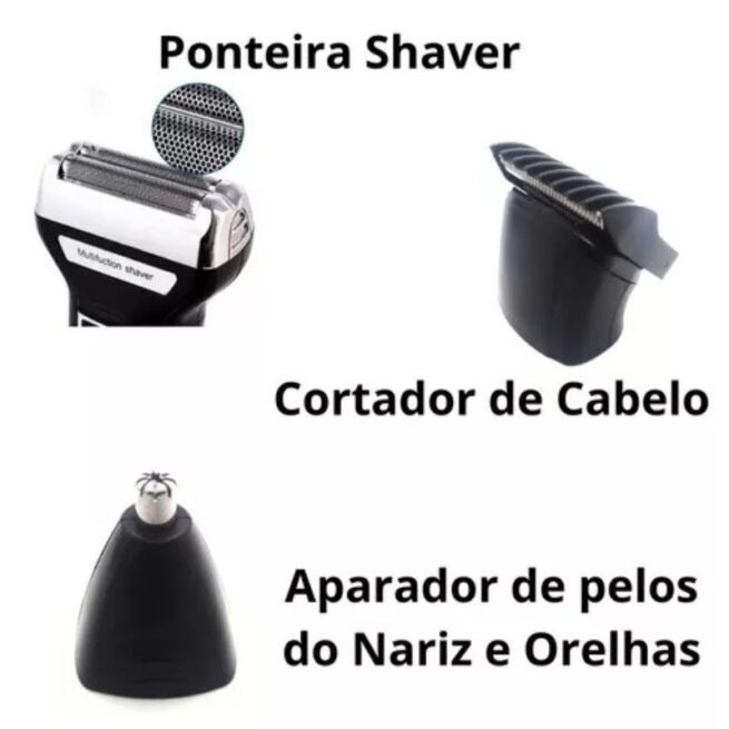 Aparador de Barba e Pelos 3 em 1 Recarregável Bivolt (Modelo KM6558) – Praticidade no Grooming