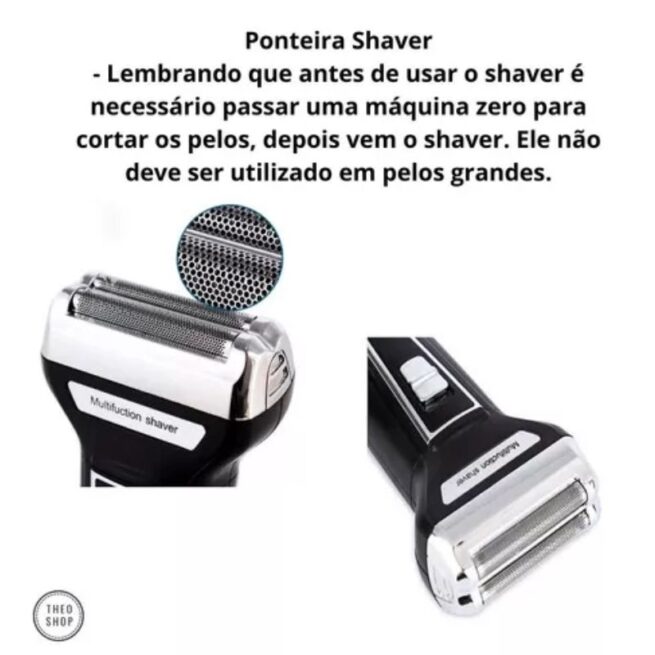 Aparador de Barba e Pelos 3 em 1 Recarregável Bivolt (Modelo KM6558) – Praticidade no Grooming