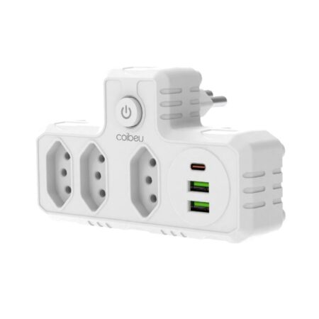 Adaptador de Tomada Benjamin (T) com USB-A e USB-C Bivolt BM-8704A – Versatilidade e Segurança