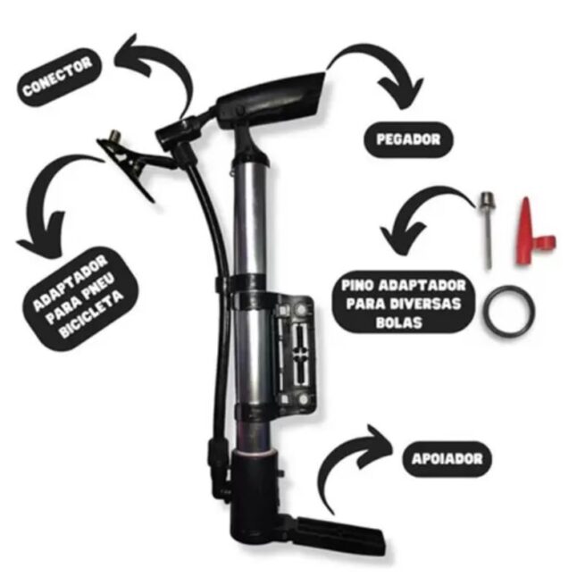 Bomba de Ar Manual Portátil para Encher Pneus