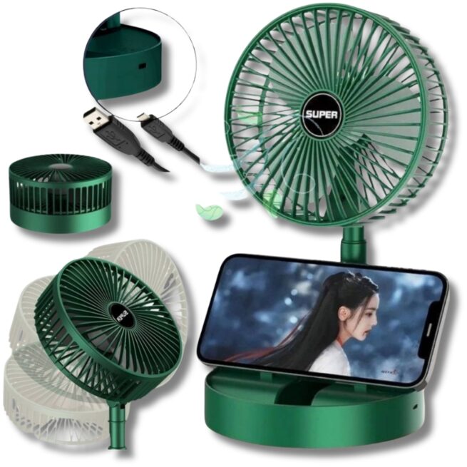 Mini Ventilador Dobrável com Suporte para Celular - Bivolt