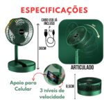 Mini Ventilador Dobrável com Suporte para Celular - Bivolt