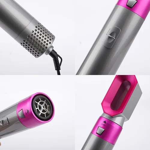 Escova Secadora de Cabelo 5 em 1 Multifuncional Pink/Prata – Secagem, Alisamento e Modelagem – 110V