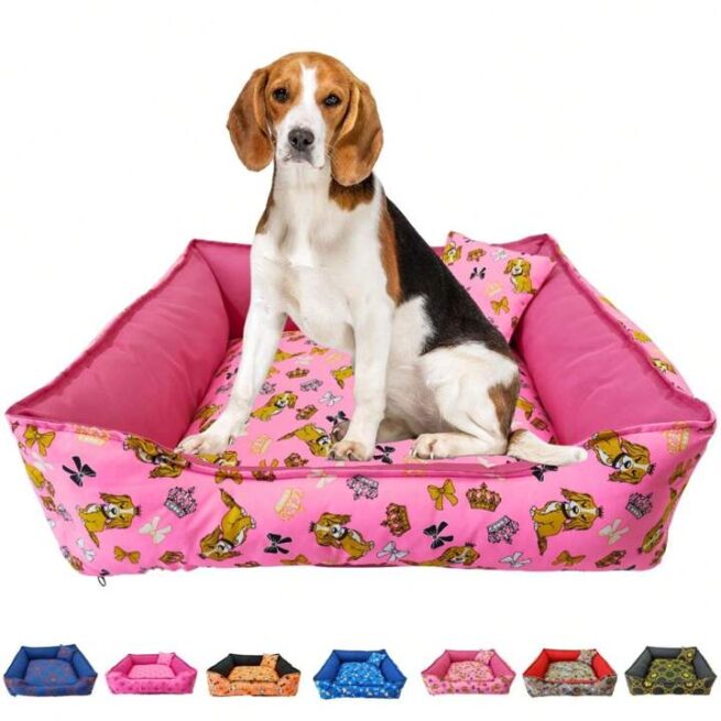 Cama Pet Quadrada Estampada para Cães e Gatos - Cores Sortidas