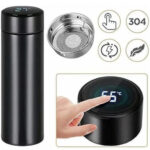 Personalizado - Garrafa Térmica com LED e Termômetro 500 ml – Branco – Tecnologia e Praticidade