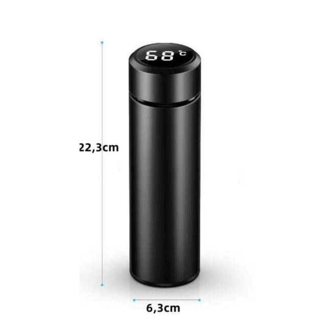 Garrafa Térmica Personalizada 500 ml com LED e Termômetro – Preto – Modernidade e Praticidade