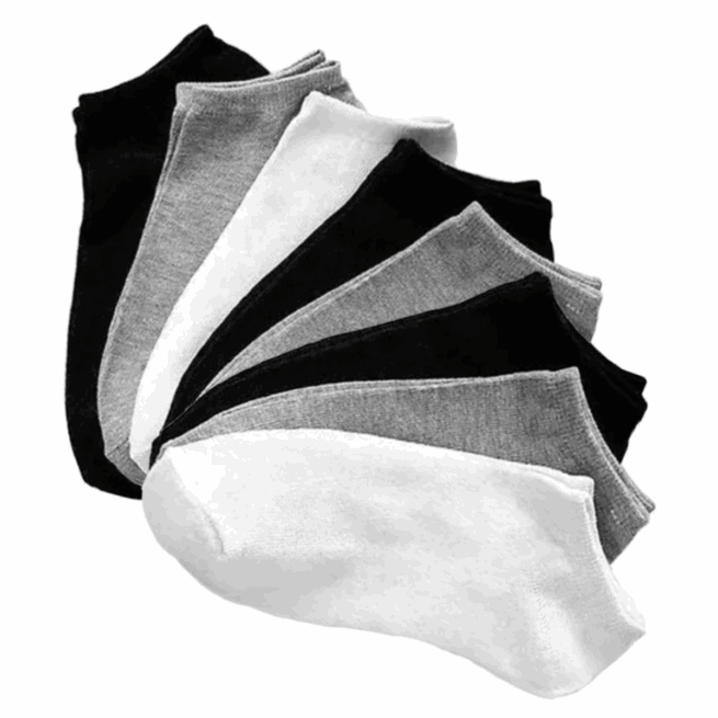 3 Pares de Meias Soquete Curtas de Algodão – Cores Sortidas