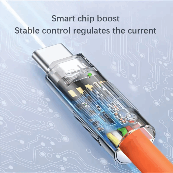 Cabo Carregador Turbo Premium Tipo-C - Laranja