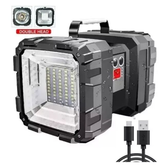 Lanterna Holofote Recarregável W844 – Potência, Zoom Telescópico e Power Bank Bivolt