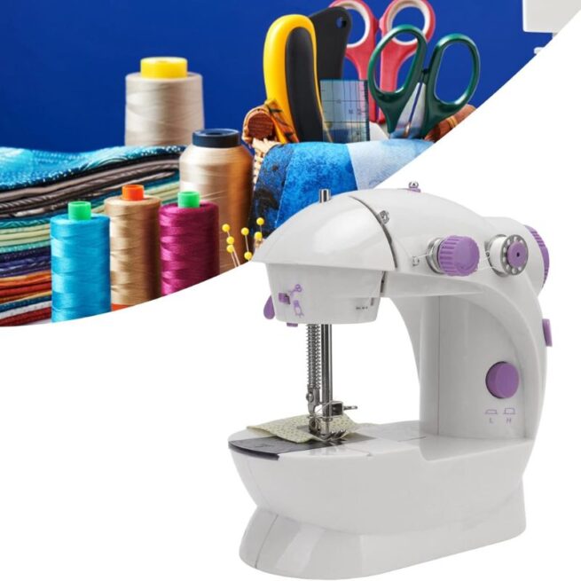 Mini Máquina de Costura Elétrica Portátil MiniSewing Machine SM-202A - Branco