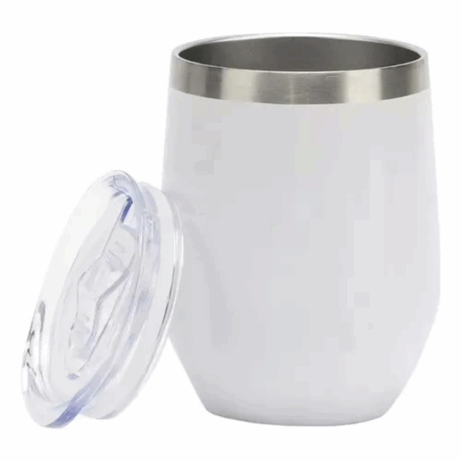 Copo Cuia Térmico Inox 360 ml com Tampa Antivazamento – Branco Personalizado – Qualidade e Praticidade