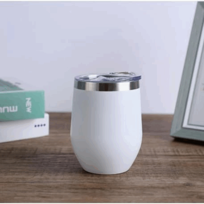 Copo Cuia Térmico Inox 360 ml com Tampa Antivazamento – Branco Personalizado – Qualidade e Praticidade