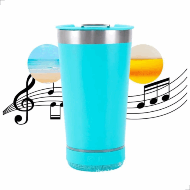 Copo Térmico Bluetooth Normal com Tampa e Abridor (420 ml) – Azul Claro