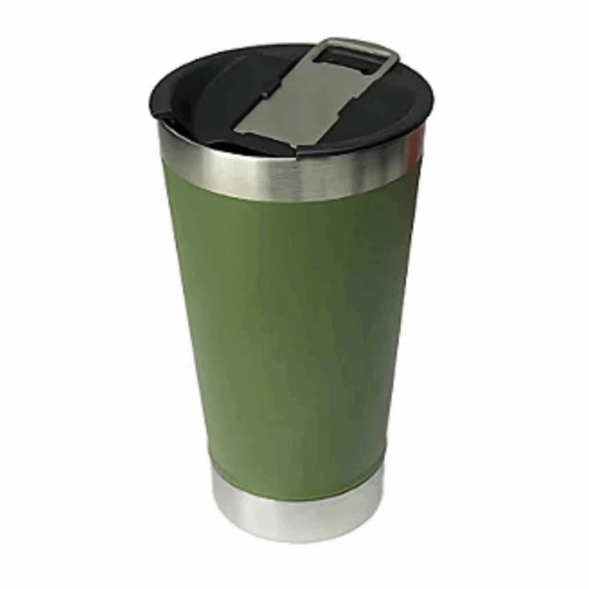 Copo Térmico Inox 473 ml com Tampa e Abridor – Verde Militar Personalizado – Estilo e Praticidade