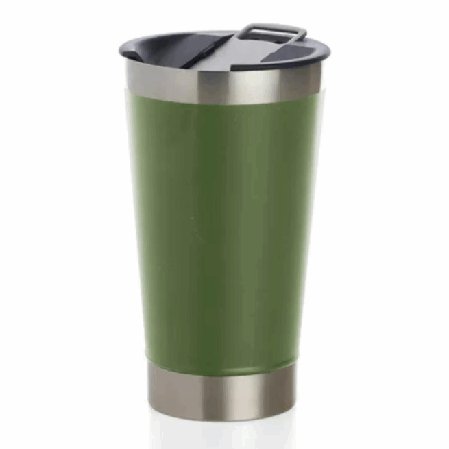Copo Térmico Inox 473 ml com Tampa e Abridor – Verde Militar Personalizado – Estilo e Praticidade