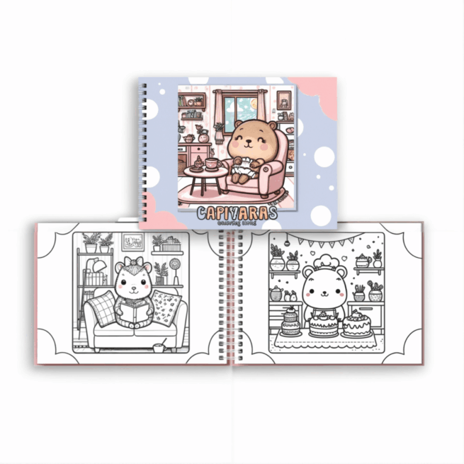 Kit Livro para Colorir CAPIVARA (Roxo) + 36 Canetas