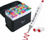 Conjunto de Canetas Coloridas Ponta Dupla 120 Peças com Estojo – Versão Preto ou Branco