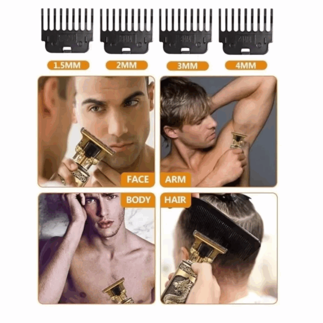 Máquina de Cortar Cabelo Dragão Elétrica Sem Fio Bivolt com 4 Pentes – Acabamento Profissional