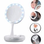 Espelho de Mesa LED para Maquiagem Dobrável – Branco
