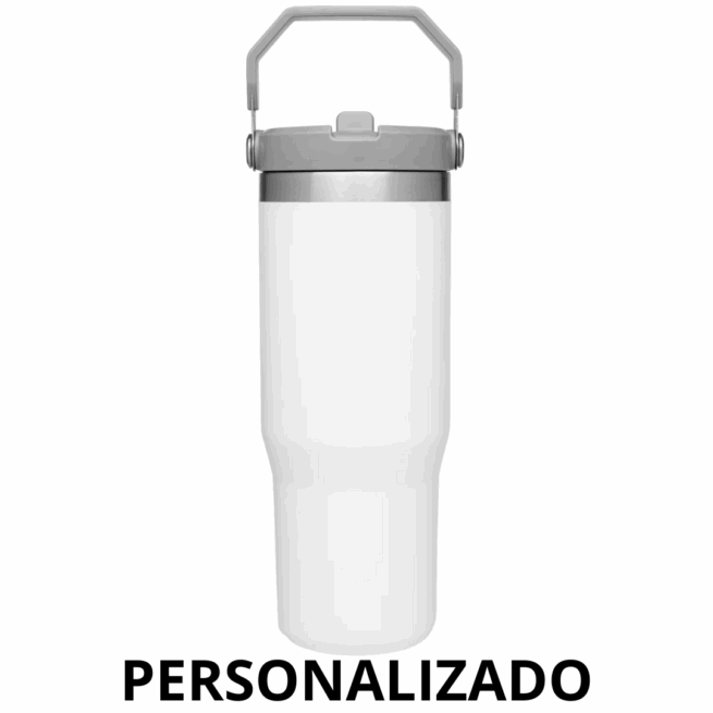 Garrafa Flip Straw Tumbler 900 ml com Alça Superior e Canudo – Pink Personalizado Grande – Modernidade e Praticidade