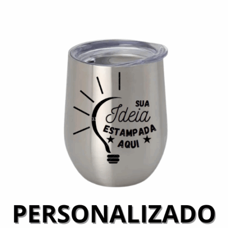 Personalizado - Copo Cuia Térmico Inox 360 ml com Tampa Antivazamento – Cinza