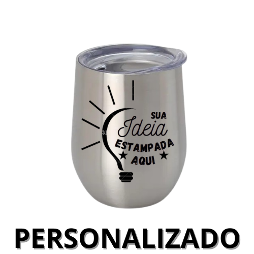 Personalizado - Copo Cuia Térmico Inox 360 ml com Tampa Antivazamento – Cinza