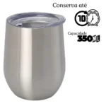 Personalizado - Copo Cuia Térmico Inox 360 ml com Tampa Antivazamento – Cinza