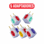 Kit com 5 Adaptadores de Tomada em Cubo 2 Pinos – 10A e 20A – Versátil e Seguro