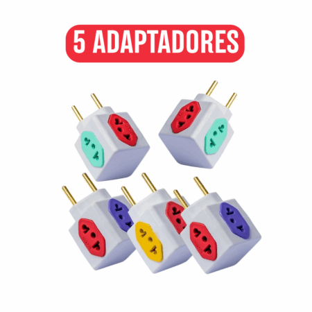 Kit com 5 Adaptadores de Tomada em Cubo 2 Pinos – 10A e 20A – Versátil e Seguro