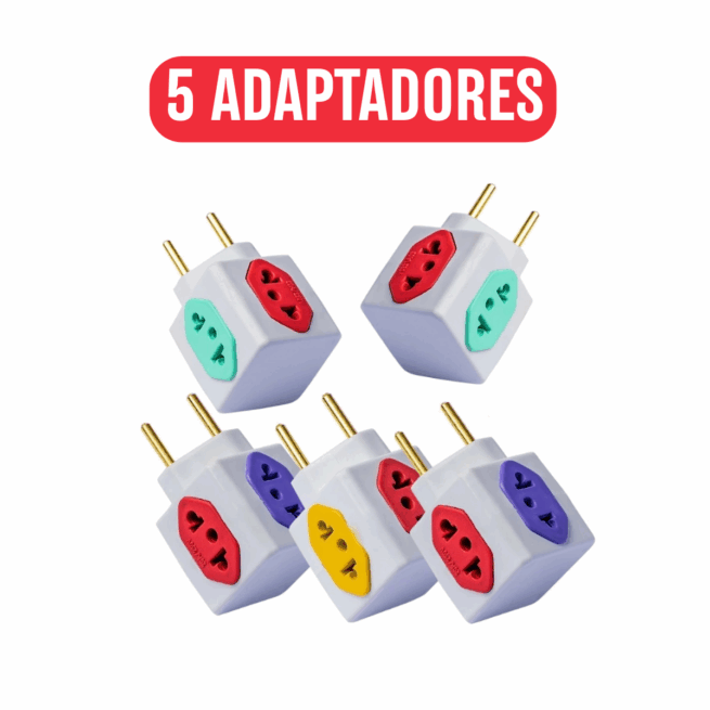 Kit com 5 Adaptadores de Tomada em Cubo 2 Pinos – 10A e 20A – Versátil e Seguro