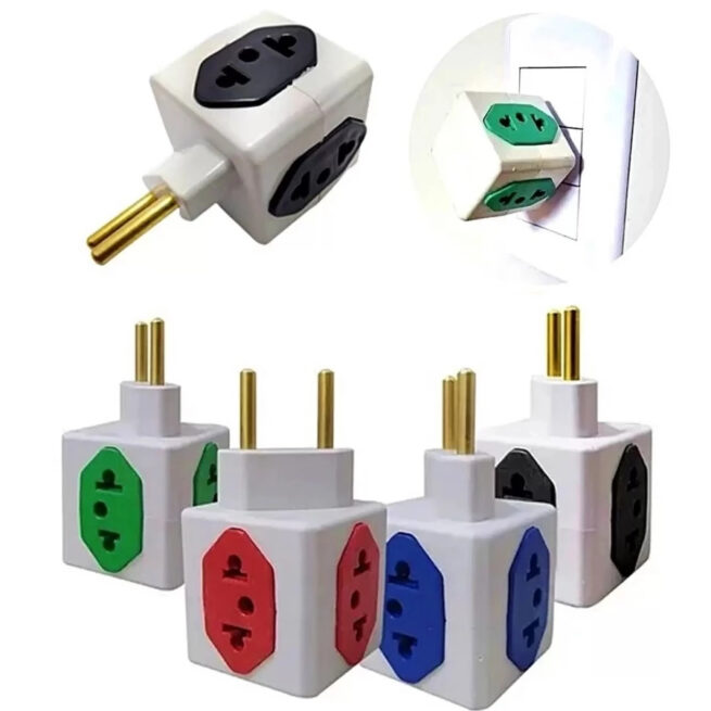 Kit com 5 Adaptadores de Tomada em Cubo 2 Pinos – 10A e 20A – Versátil e Seguro