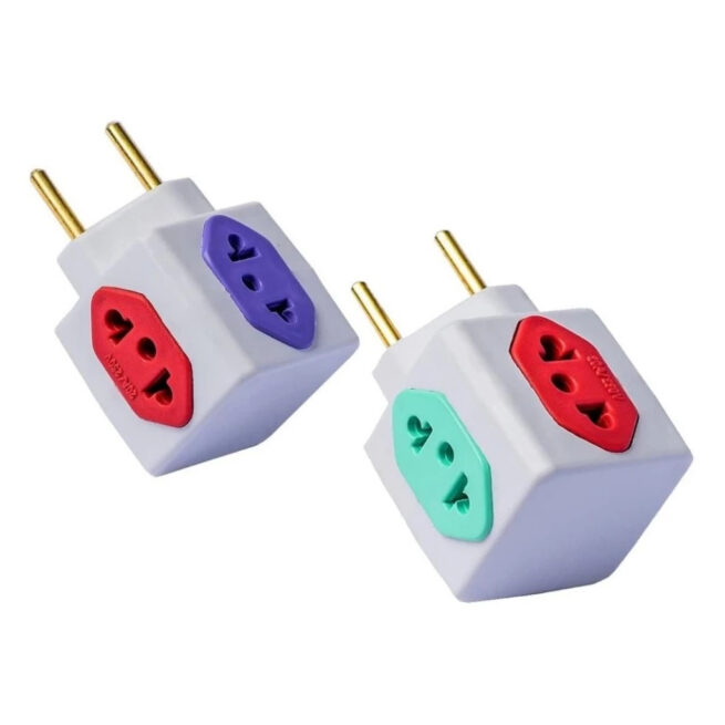 Kit com 5 Adaptadores de Tomada em Cubo 2 Pinos – 10A e 20A – Versátil e Seguro