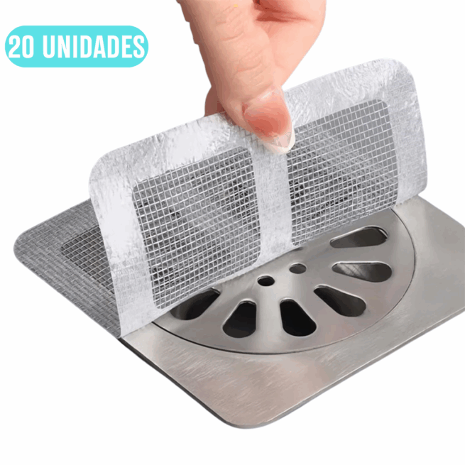 Pacote com 2 unidades de 10 Telas Protetoras para Ralos com Adesivo Descartável – Praticidade e Higiene