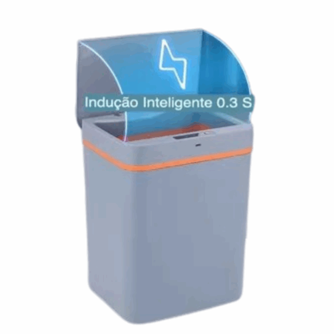 Lixeira Automática 15L Cinza com Sensor de Movimento – Praticidade e Higiene