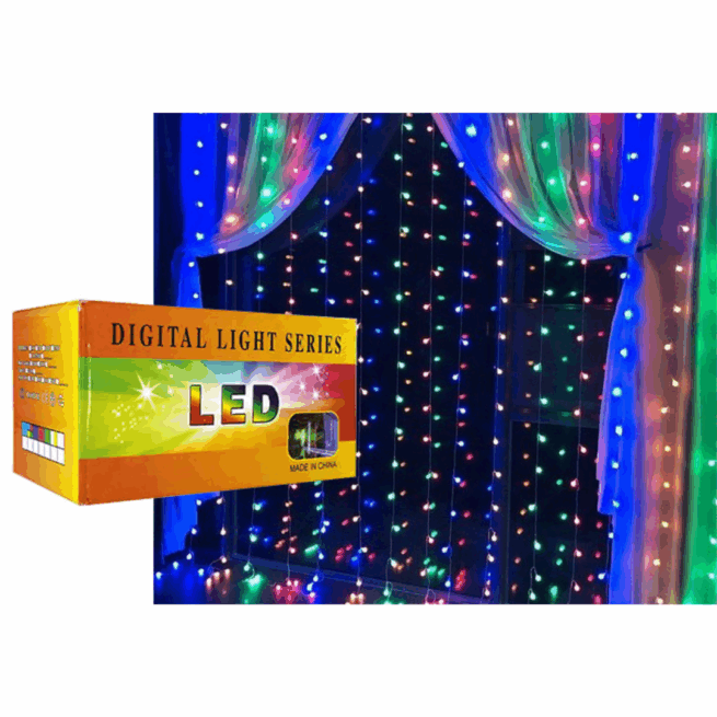 Cortina LED Multicolorida com 320 Luzes – 3x2 Metros
