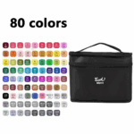 Conjunto de Canetas Coloridas Ponta Dupla 80 Peças com Estojo – Versão Preto ou Branco