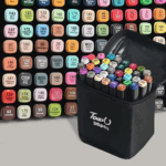 Conjunto de Canetas Coloridas Ponta Dupla 36 Peças com Estojo – Versão Preto ou Branco