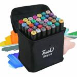 Conjunto de Canetas Coloridas Ponta Dupla 36 Peças com Estojo – Versão Preto ou Branco