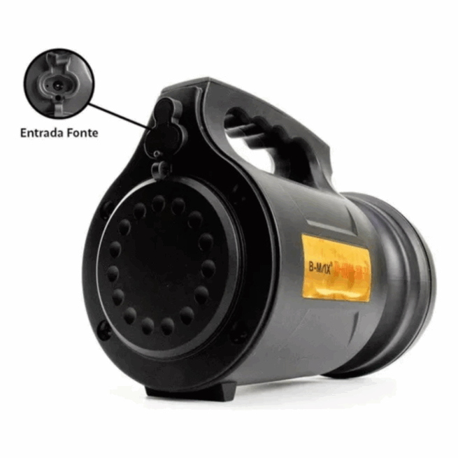 T6 LANTERNA BIVOLT - Holofote LED PRETO 30W TD-6000A Recarregável Pesca Trilha Camping- BM-6000