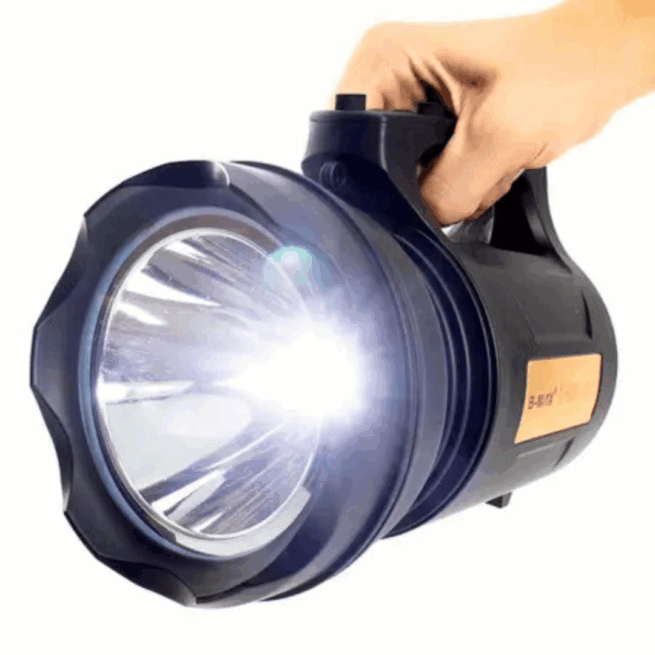 T6 LANTERNA BIVOLT - Holofote LED PRETO 30W TD-6000A Recarregável Pesca Trilha Camping- BM-6000