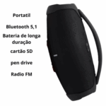 Caixa de Som Bluetooth Boombox 3 Preto Bivolt – Potência e Qualidade de Som