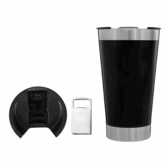 Personalizado - Copo Térmico Inox 473 ml com Tampa e Abridor - Preto Sofisticado