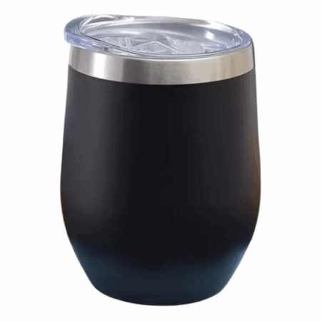 Copo Cuia térmico inox com tampa antivazamento - 360 ml - Preto moderno