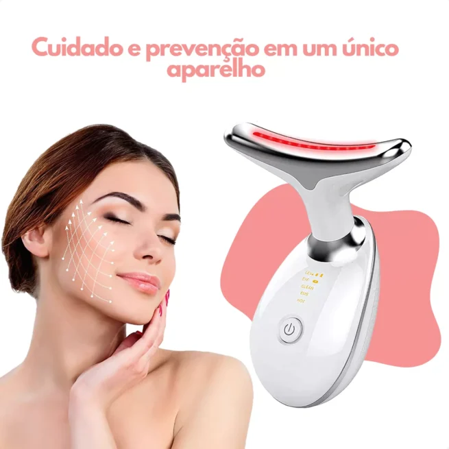Massageador Facial com Luz LED Bivolt - Tratamento Profissional em Casa (Cores Sortidas)