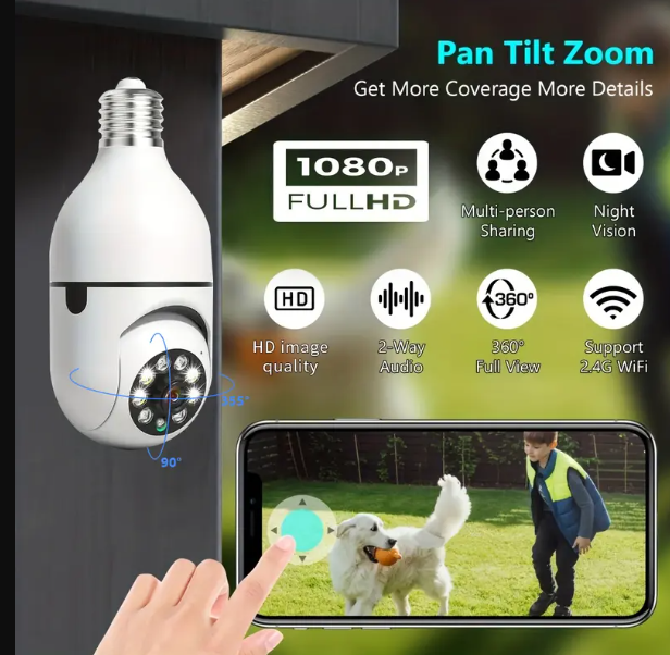 Câmera Lâmpada de Segurança Wi-fi IP 360° - Monitoramento Total Sem Fio