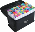 Conjunto de Canetas Coloridas Ponta Dupla 80 Peças com Estojo – Versão Preto ou Branco