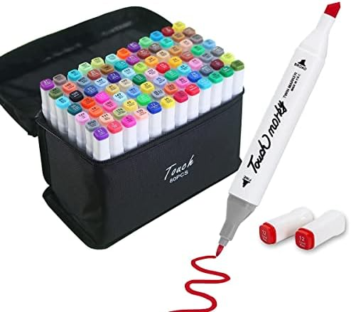 Conjunto de Canetas Coloridas Ponta Dupla 80 Peças com Estojo – Versão Preto ou Branco