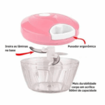 Mini triturador processador manual - 500ml - 3 lâminas - cores sortidas